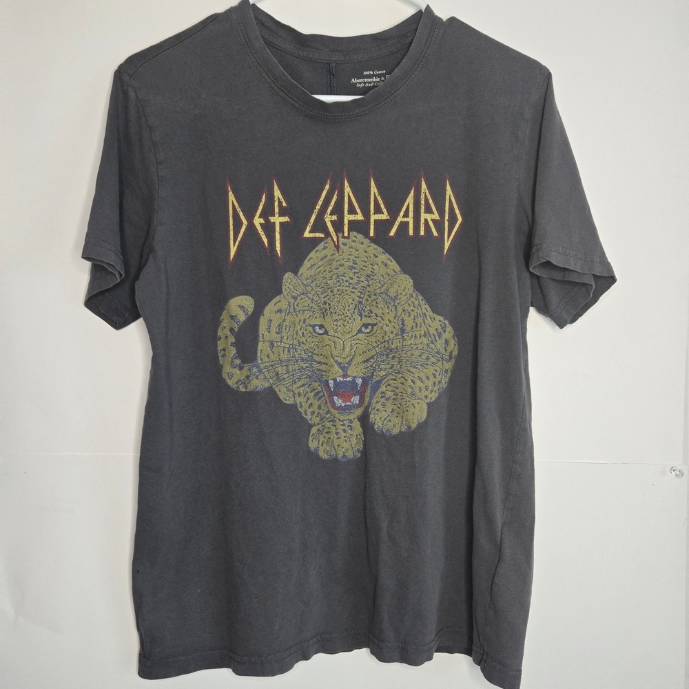 Abercrombie & Fitch Def Leppard Graphic Tee Faded Black Small Rock Band T-Shirt